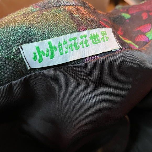 Vintage brocade metallic floral cropped jacket green purple boxy pocket printed - Picture 8 of 8